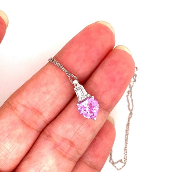 10k Heart Pink Sapphire/CZ Necklace - image 6