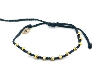 Pura Vida Gold Beads Black Bracelet