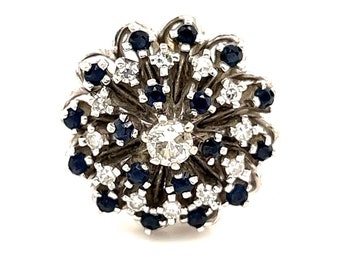 Stunning 14k Sapphires & Diamonds Vintage Ring