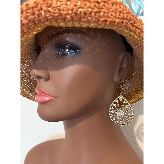 Pear Shaped Flower Crystals Statement Earrings - image 4