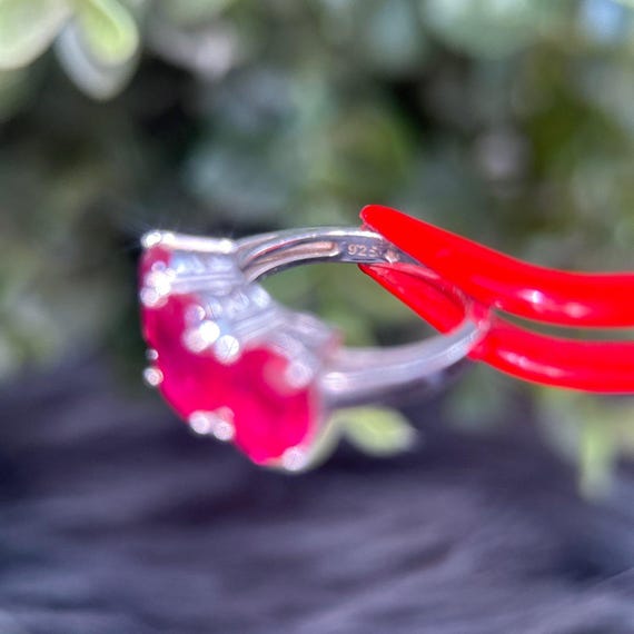 Ruby Colored Stones Silver 925 Ring - image 7