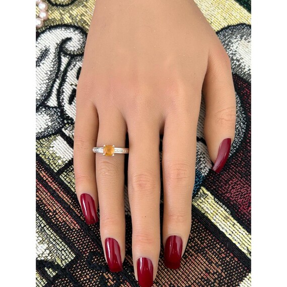 Silver 925 Orange Stone Ring - image 8