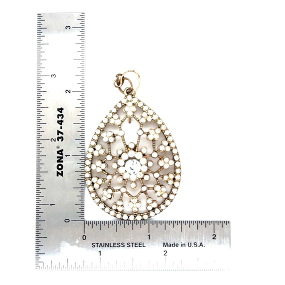 Pear Shaped Flower Crystals Statement Earrings - image 3