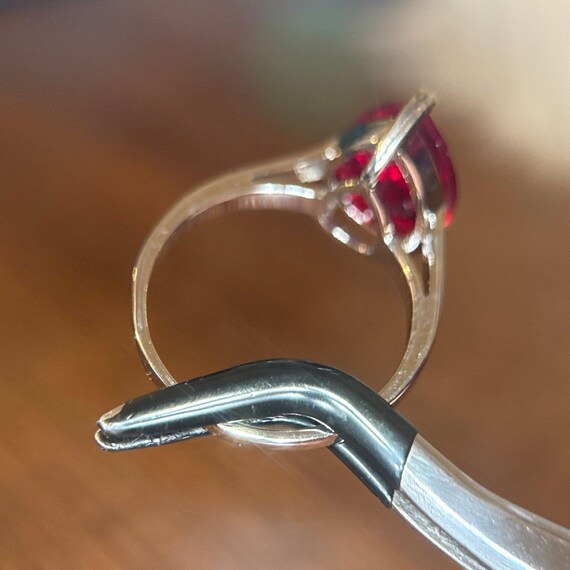 Teardrop Shaped Ruby Color Stone Ring - image 5