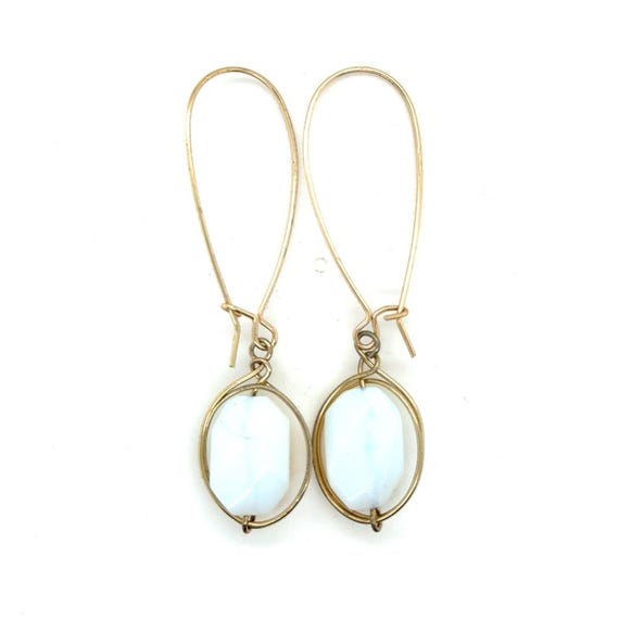 White Stone Dangle Earrings - image 1