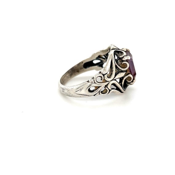 Women's Vintage Sterling Silver Pink Gem Ring - image 7