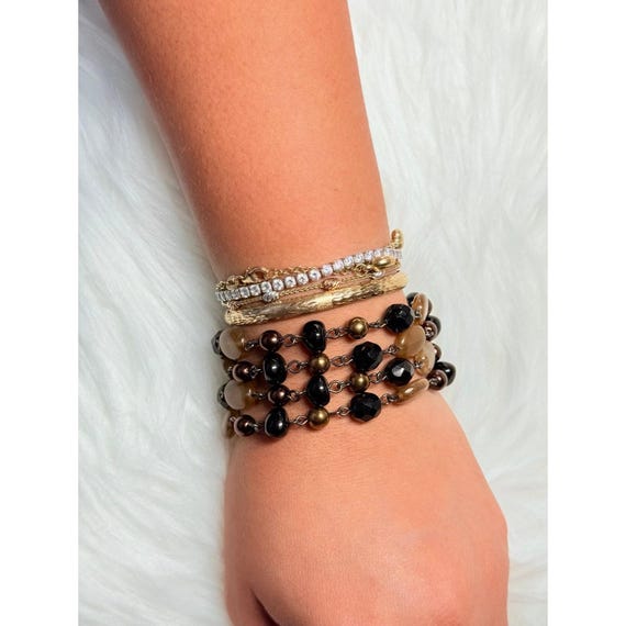 Multi-Strand Black/Brown Toggle Bracelet - image 5