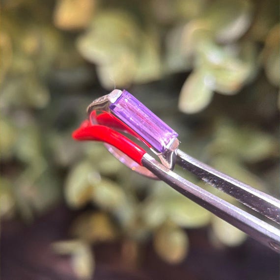 925 Silver Rectangular Amethyst Ring - image 2