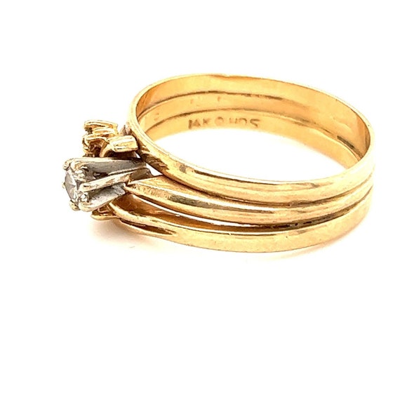 14k Soldered Bands Diamond Vintage Ring - image 4