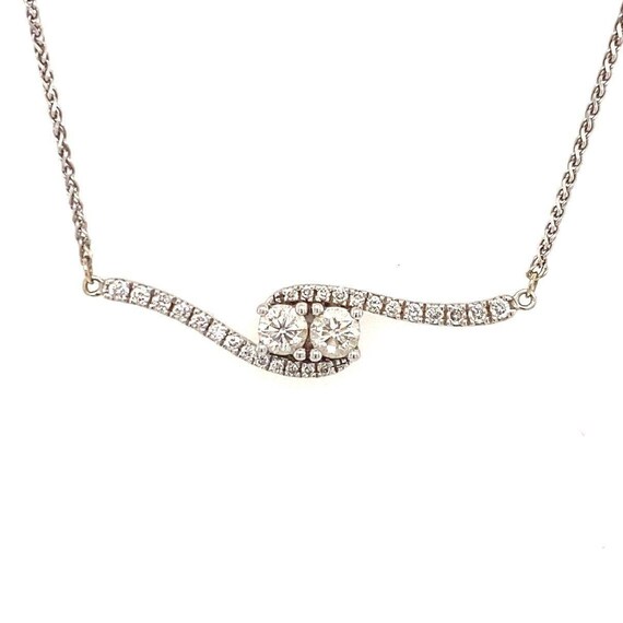 14k White Gold Diamond Necklace | Etsy