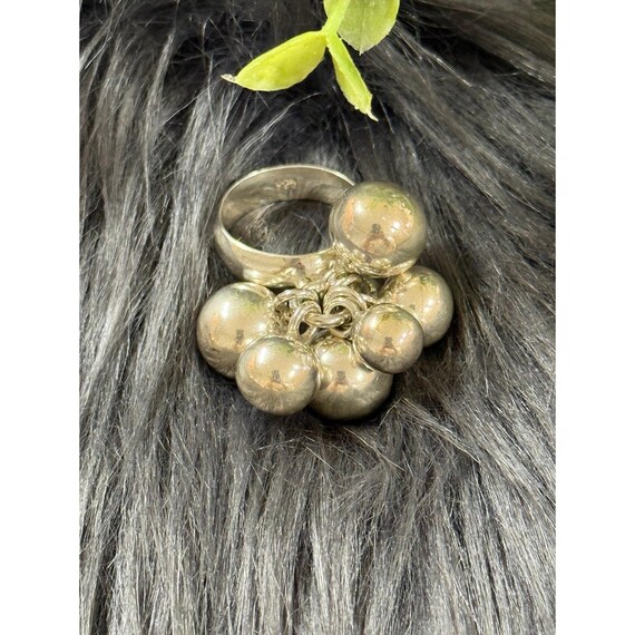 Chunky Silver 925 Beaded Ring - image 2