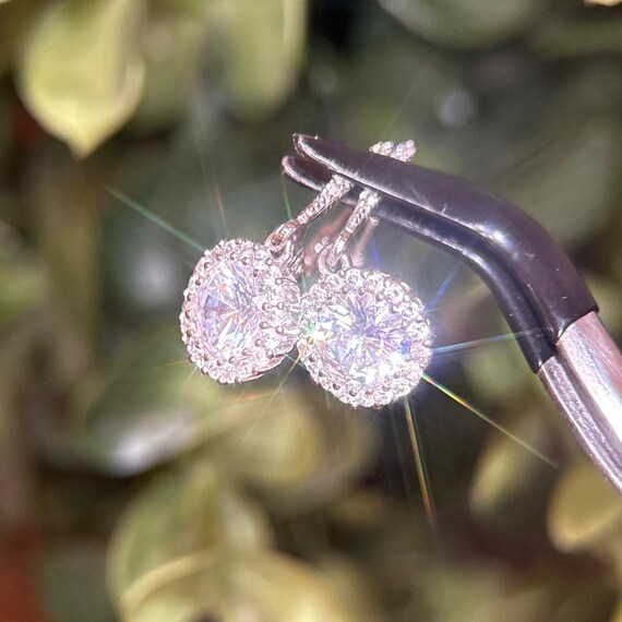 925 Silver Cz Dangle Earrings - image 2