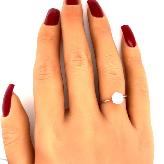 Silver Colored Solitaire CZ Ring - image 3