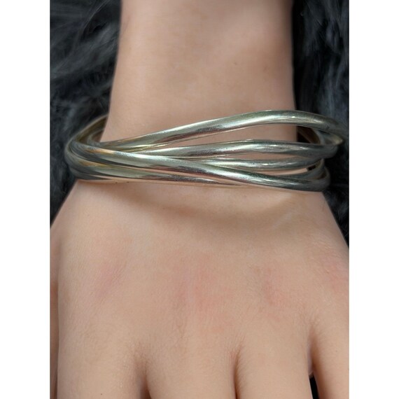 Silver Tone Interlocking Bracelet - image 2