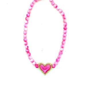 Kendra Scott Pink Beaded Heart Necklace