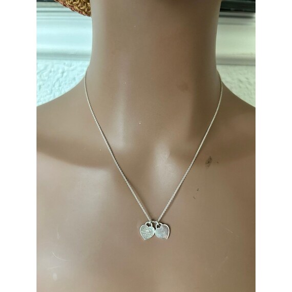 T&Co. 925 Mini Double Heart Tag Diamond Necklace - image 6