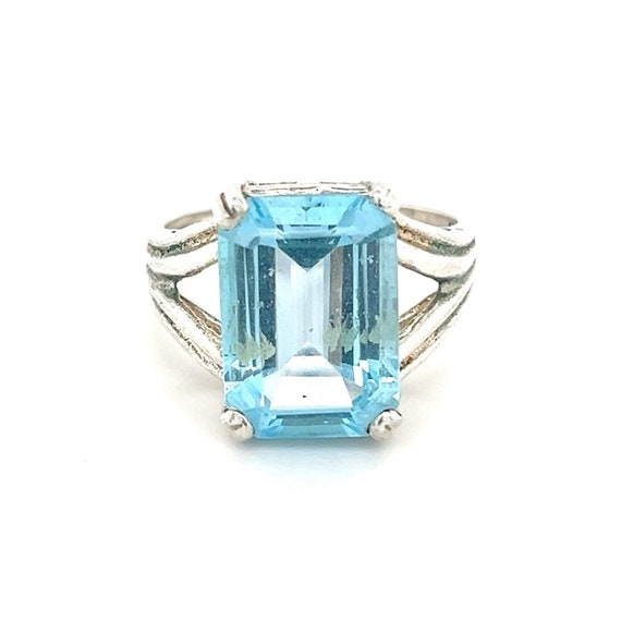 Lovely Exquisite Sterling Large Topaz Ring - image 1