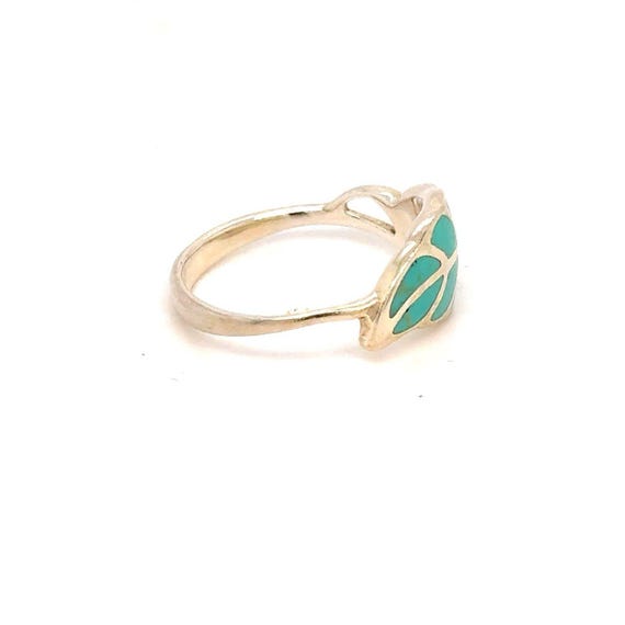 Silver 925 Petite Enamel Leaf Ring - image 5