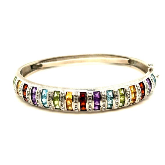 Silver 925 Multi Stones Bangle - image 1