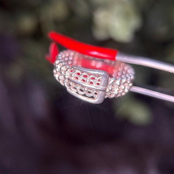 Silver 925 Buckle Mesh Ring - image 2