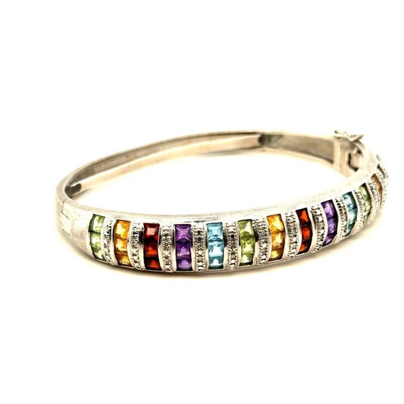 Silver 925 Multi Stones Bangle - image 2
