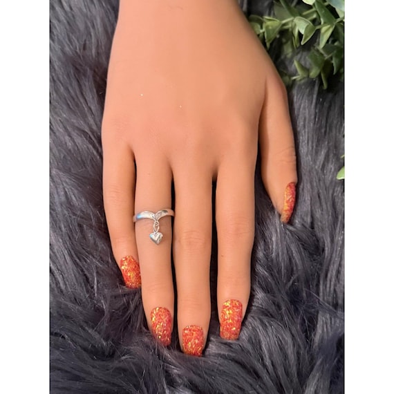 Silver 925 Heart Dangle Ring - image 3