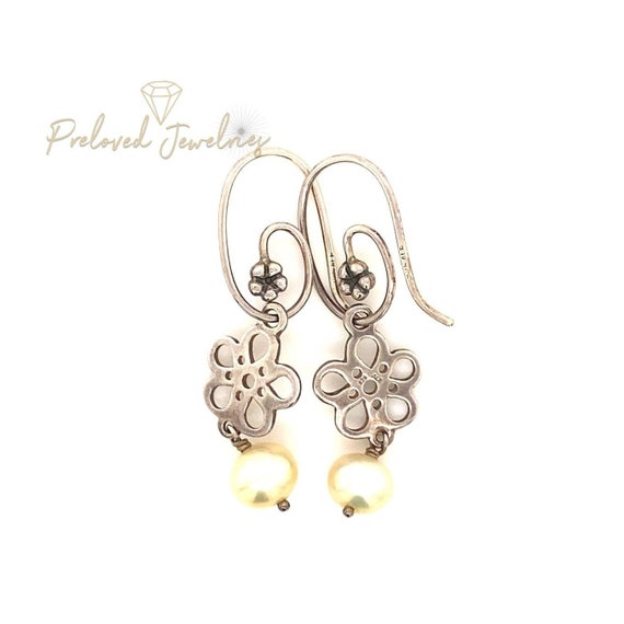 Pandora Pearl Drop Earrings Etsy