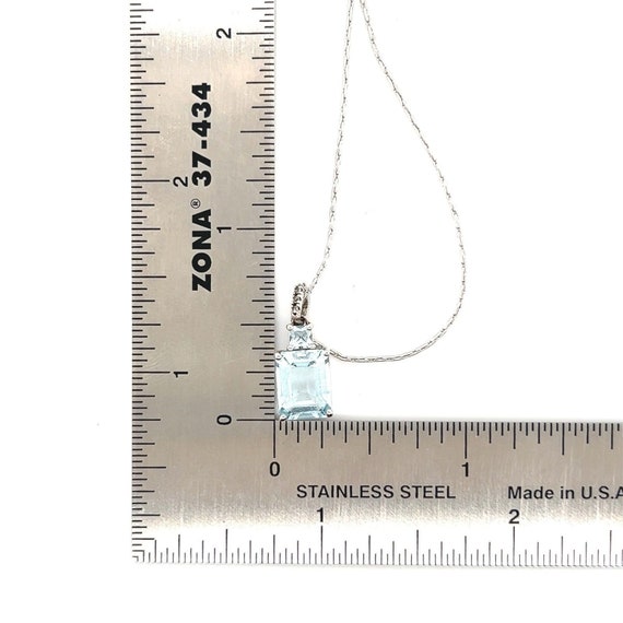Aquamarine & Diamonds Silver Pendant Necklace - image 6