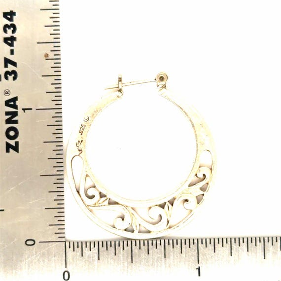Silver 925 Scroll Hoops Earrings - image 6