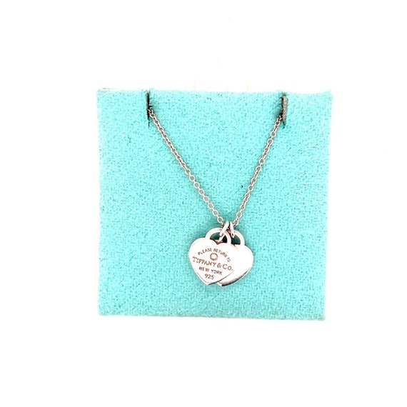 T&Co. 925 Mini Double Heart Tag Diamond Necklace - image 1