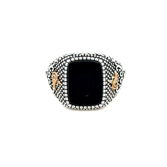 Rectangular Black Stone Ring - image 1