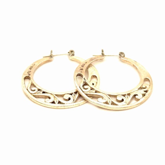 Silver 925 Scroll Hoops Earrings - image 2