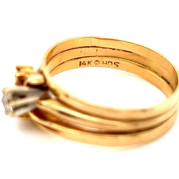 14k Soldered Bands Diamond Vintage Ring - image 6