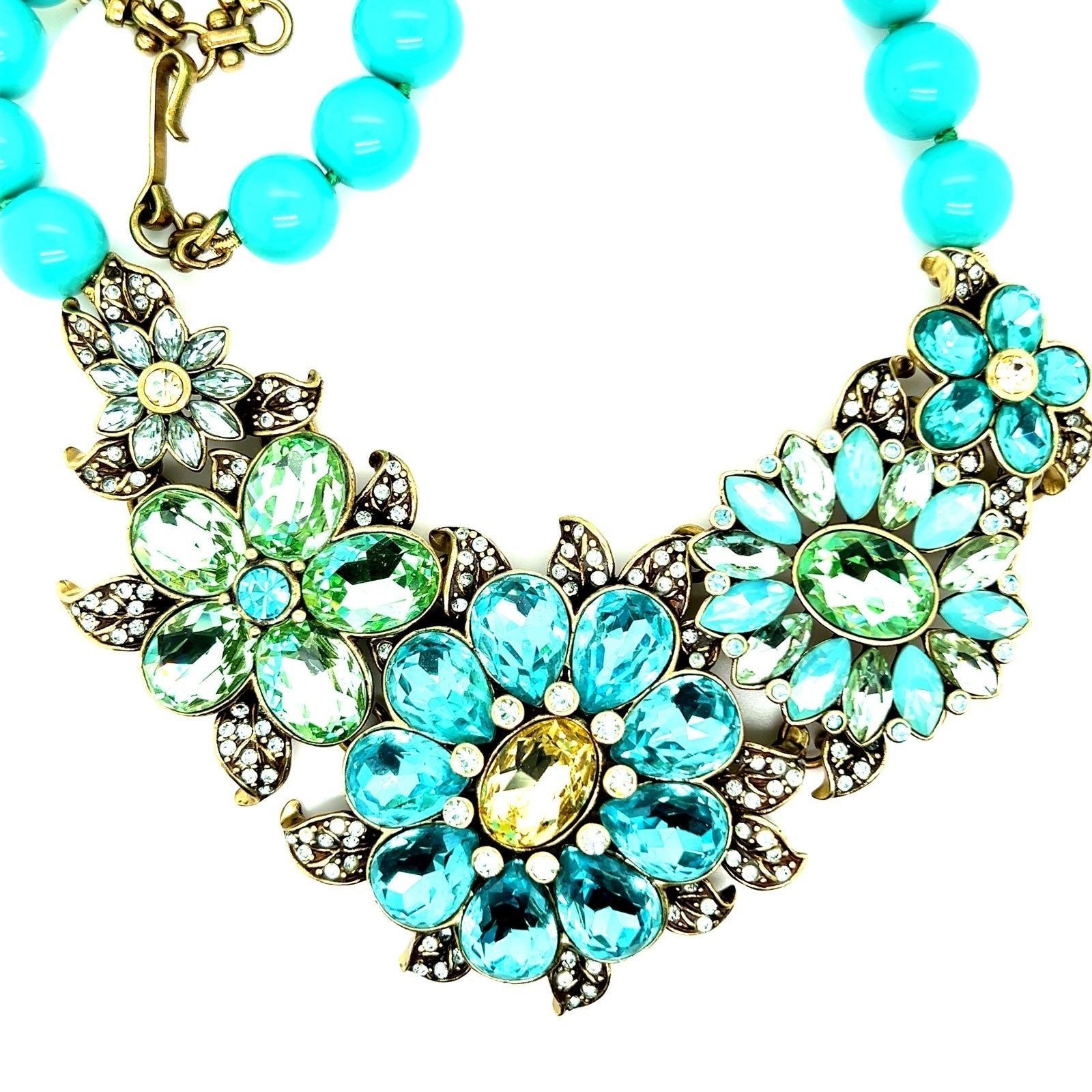 Turquoise Flower Statement Necklace Gorgeous Heidi Daus Turquoise