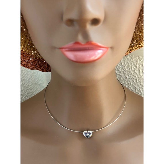 14k WG Cable Wire Diamond Heart Necklace - image 9