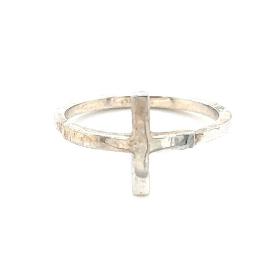 Sterling Sideways Cross Ring - image 1