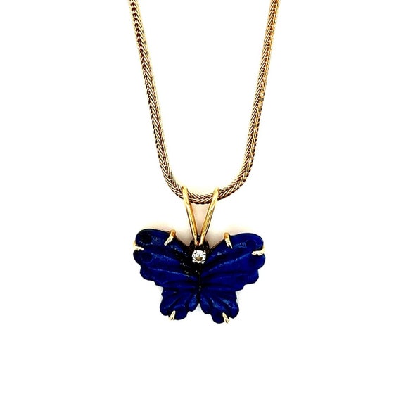 14k Lapis/Diamond Butterfly Necklace