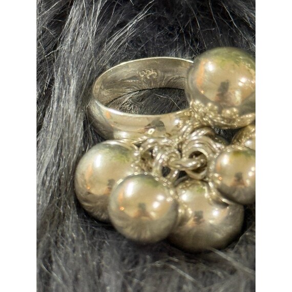 Chunky Silver 925 Beaded Ring - image 3
