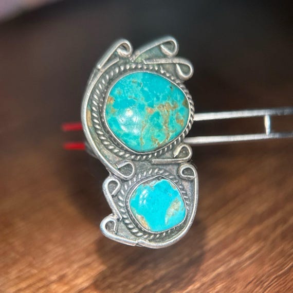 Large 2-Turquoise Silver Ring - image 5