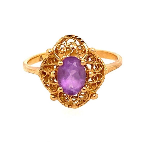 10k Victorian Style Amethyst Ring