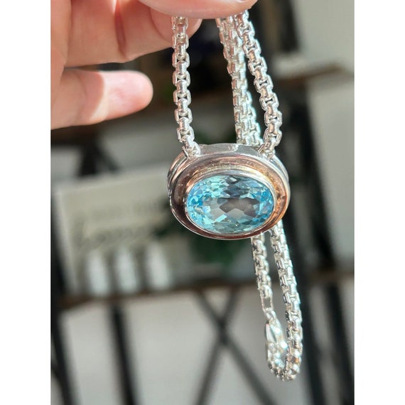 Sterling Silver Large Blue Topaz Necklace - image 8