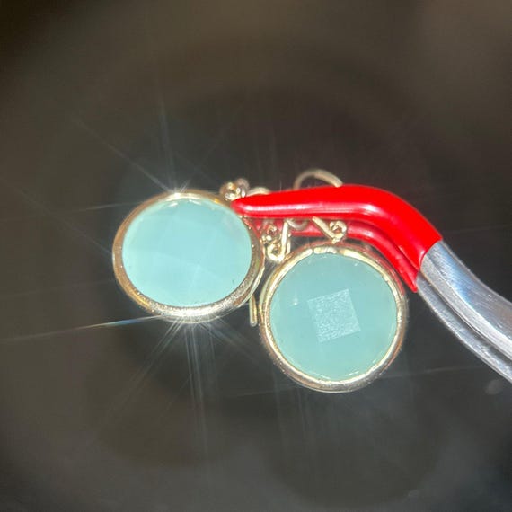 Green Round Stone Earrings - image 3