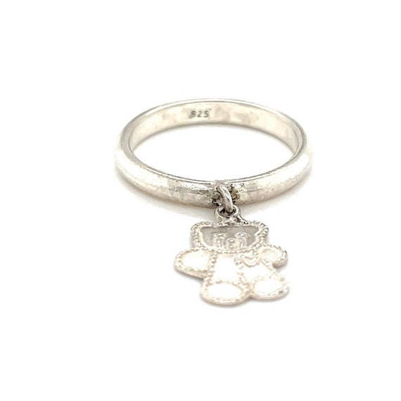 Dangling Teddy Bear Sterling Silver 925 Ring - image 1