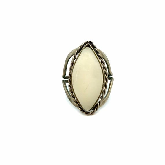 White Stone Adjustable Ring - image 1