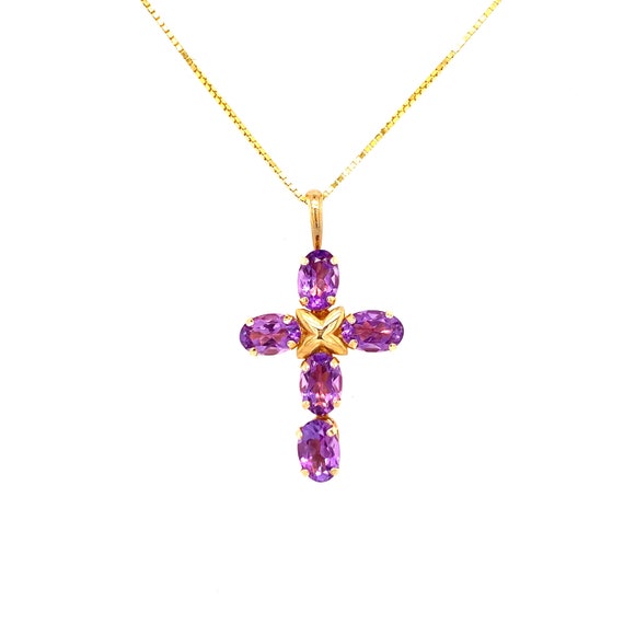 14k/10KT Amethyst Cross Pendant Necklace
