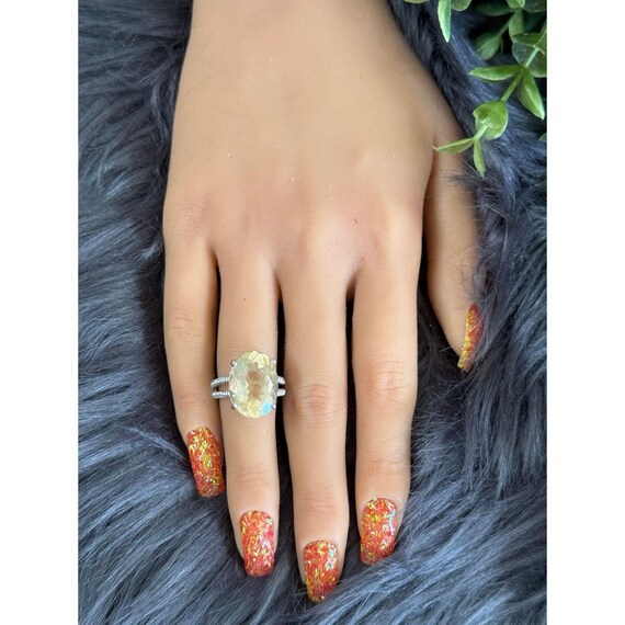 Silver 925 Yellow Stone Cable Ring - image 9