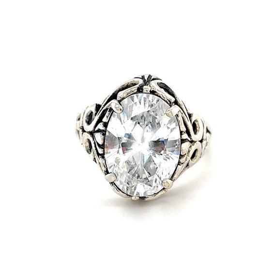 Large Zircon Sterling Silver Ring - image 1