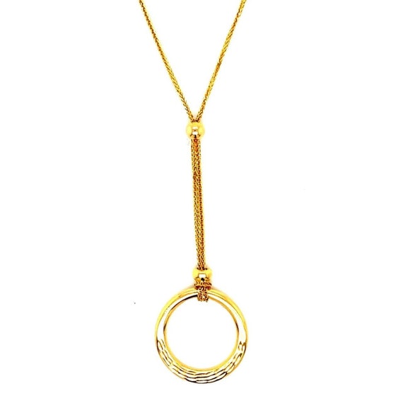 14k Gold Circle Drop Necklace Gem