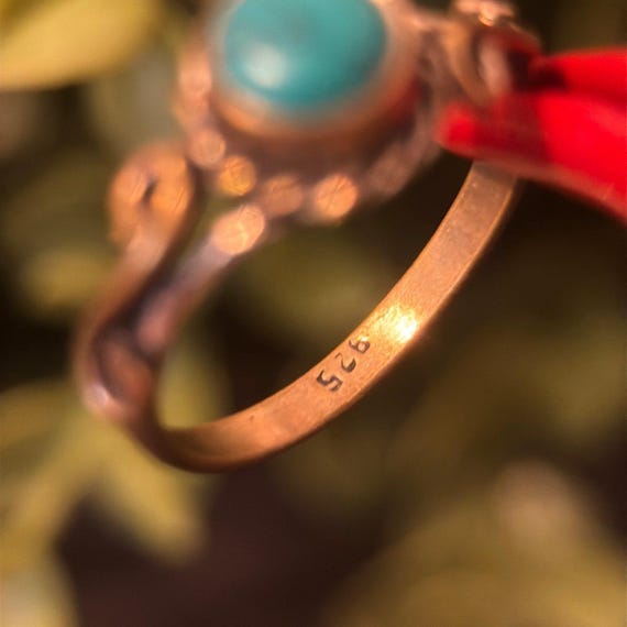 925 Silver Small Turquoise Ring - image 8