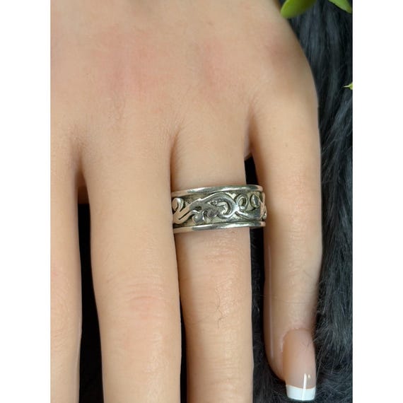 Silver 925 Scroll Spinner Ring - image 4